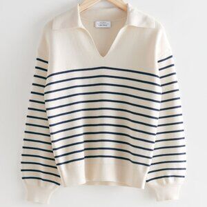 & Other Stories Collared Knit Stripe Sweater